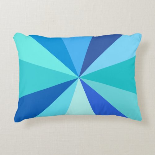 Pop Art Modern 60s Funky Geometric Rays in Blue Accent Pillow