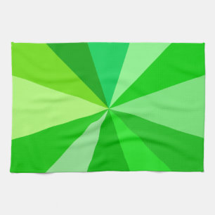 Pop Art Modern 60s Funky Geometric Rays in Green Kitchen Towel