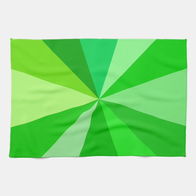 Pop Art Modern 60s Funky Geometric Rays in Green Kitchen Towel (Horizontal)