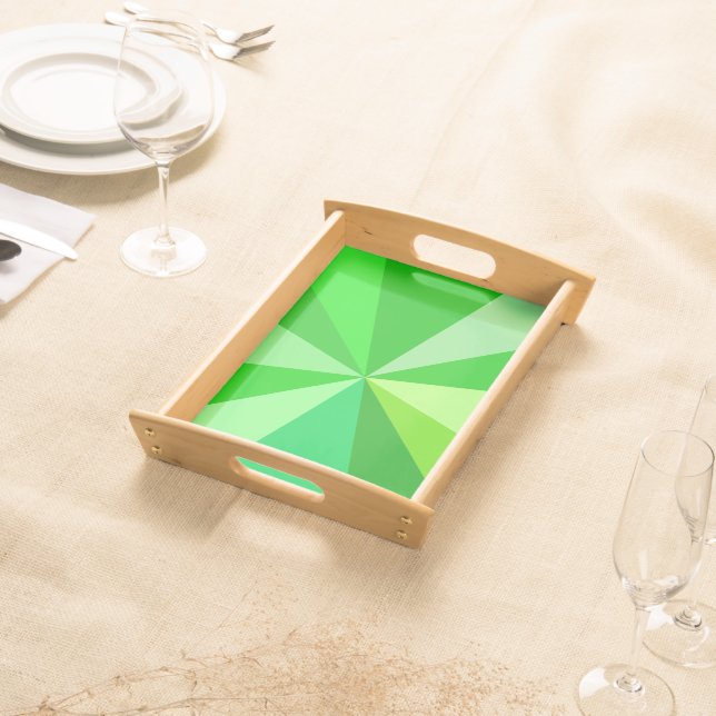 Pop Art Modern 60s Funky Geometric Rays in Green Serving Tray (Front)