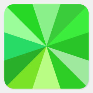 Pop Art Modern 60s Funky Geometric Rays in Green Square Sticker