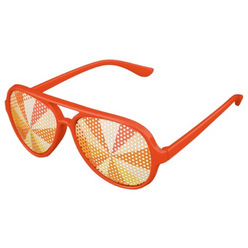 Pop Art Modern 60s Funky Geometric Rays in Orange Aviator Sunglasses