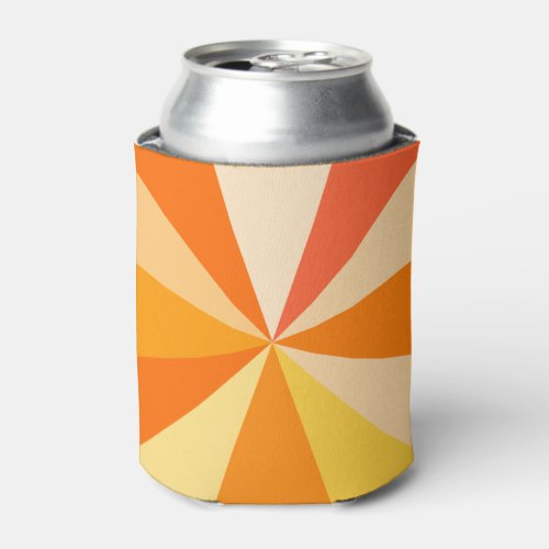 Pop Art Modern 60s Funky Geometric Rays in Orange Can Cooler