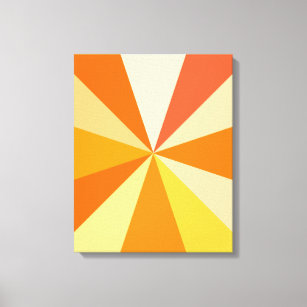 Pop Art Modern 60s Funky Geometric Rays in Orange Canvas Print