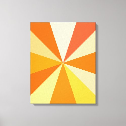 Pop Art Modern 60s Funky Geometric Rays in Orange Canvas Print