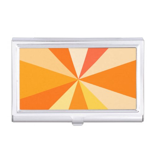 Pop Art Modern 60s Funky Geometric Rays in Orange Case For Business Cards