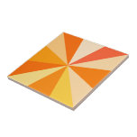 Pop Art Modern 60s Funky Geometric Rays in Orange Ceramic Tile<br><div class="desc">This hip,  retro 60s-inspired pop art design has bright,  psychedelic orange rays / sunbursts shooting out in a geometric pattern. This funky,  minimalist,  ultra-mod design has twelve rays in varying shades of orange. It's groovy,  baby.</div>