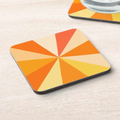 Pop Art Modern 60s Funky Geometric Rays in Orange Coaster