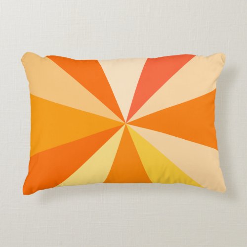 Pop Art Modern 60s Funky Geometric Rays in Orange Decorative Pillow