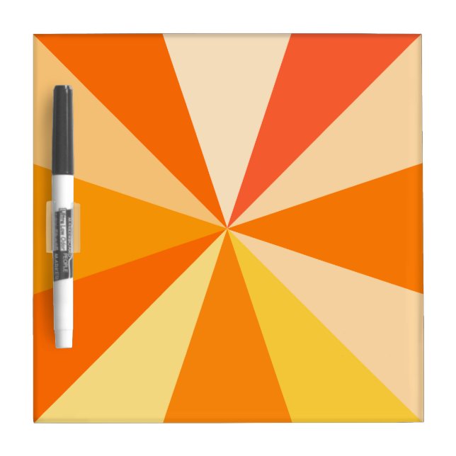 Pop Art Modern 60s Funky Geometric Rays in Orange Dry Erase Board (Front)