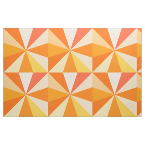 Pop Art Modern 60s Funky Geometric Rays in Orange Fabric