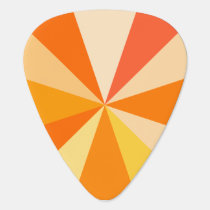 Pop Art Modern 60s Funky Geometric Rays in Orange Guitar Pick