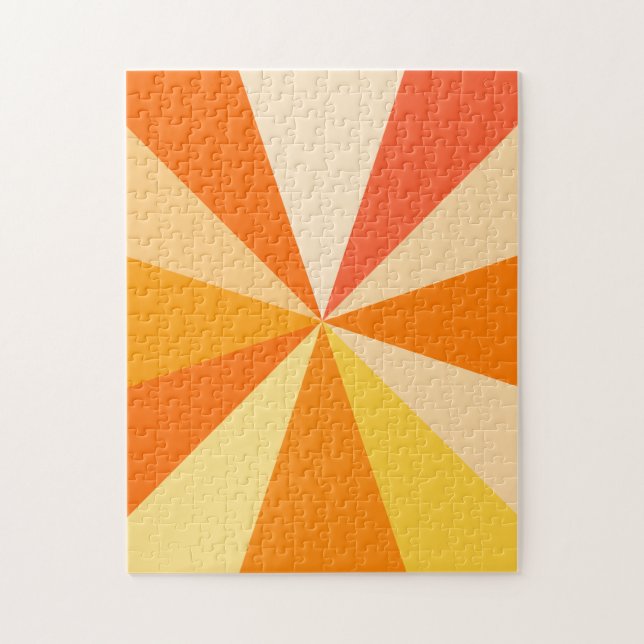 Pop Art Modern 60s Funky Geometric Rays in Orange Jigsaw Puzzle (Vertical)