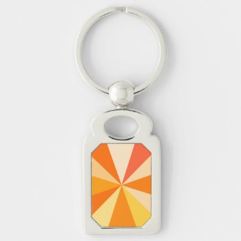 Pop Art Modern 60s Funky Geometric Rays In Orange Keychain by FancyCelebration at Zazzle
