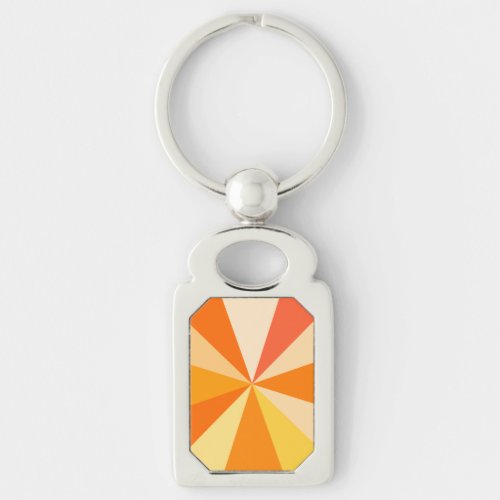 Pop Art Modern 60s Funky Geometric Rays in Orange Keychain