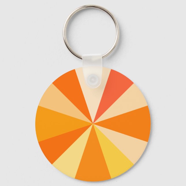 Pop Art Modern 60s Funky Geometric Rays in Orange Keychain (Front)
