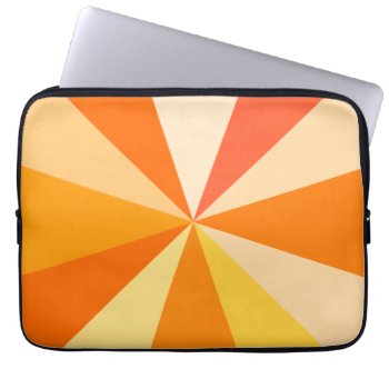 Pop Art Modern 60s Funky Geometric Rays In Orange Laptop Sleeve by FancyCelebration at Zazzle