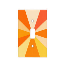 Pop Art Modern 60s Funky Geometric Rays in Orange Light Switch Cover