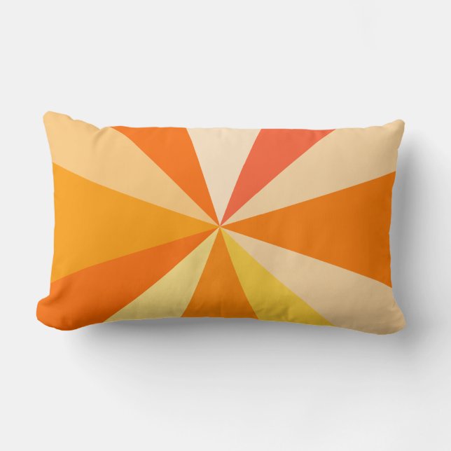 Pop Art Modern 60s Funky Geometric Rays in Orange Lumbar Pillow (Front)