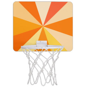 Pop Art Modern 60s Funky Geometric Rays in Orange Mini Basketball Hoop