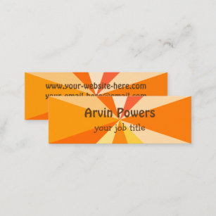 Pop Art Modern 60s Funky Geometric Rays in Orange Mini Business Card
