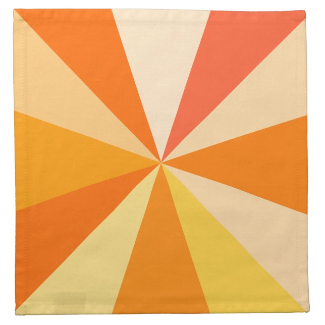 Pop Art Modern 60s Funky Geometric Rays in Orange Napkin (Front)