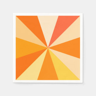 Pop Art Modern 60s Funky Geometric Rays in Orange Napkins