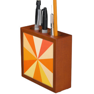 Pop Art Modern 60s Funky Geometric Rays in Orange Pencil/Pen Holder