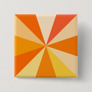 Pop Art Modern 60s Funky Geometric Rays in Orange Pinback Button