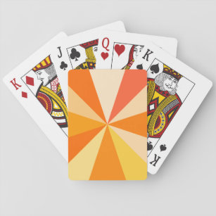 Pop Art Modern 60s Funky Geometric Rays in Orange Playing Cards