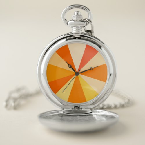 Pop Art Modern 60s Funky Geometric Rays in Orange Pocket Watch