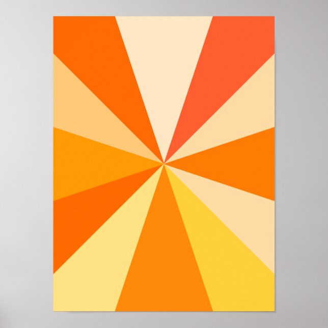 Pop Art Modern 60s Funky Geometric Rays in Orange Poster (Front)