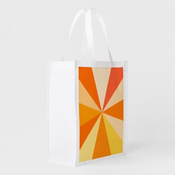 Pop Art Modern 60s Funky Geometric Rays In Orange Reusable Grocery Bag by FancyCelebration at Zazzle
