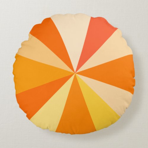 Pop Art Modern 60s Funky Geometric Rays in Orange Round Pillow