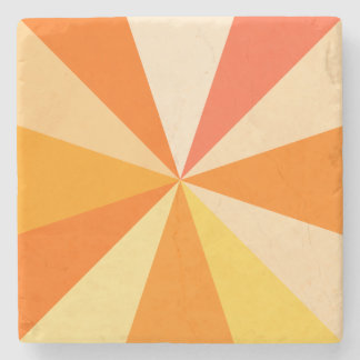 Pop Art Modern 60s Funky Geometric Rays in Orange Stone Coaster