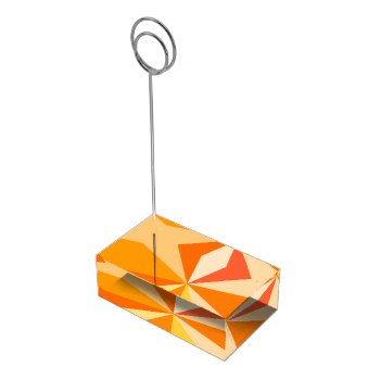 Pop Art Modern 60s Funky Geometric Rays In Orange Table Card Holder by FancyCelebration at Zazzle