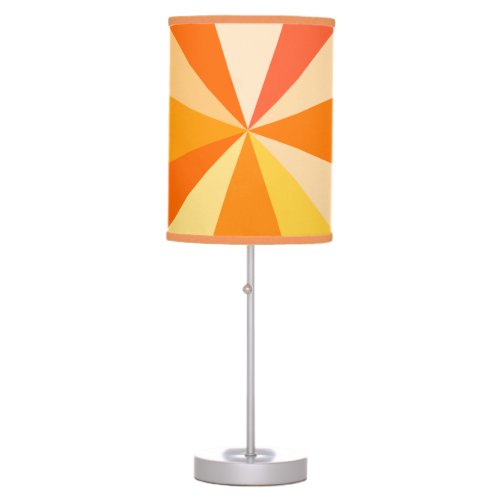 Pop Art Modern 60s Funky Geometric Rays in Orange Table Lamp