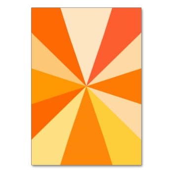 Pop Art Modern 60s Funky Geometric Rays In Orange Table Number by FancyCelebration at Zazzle