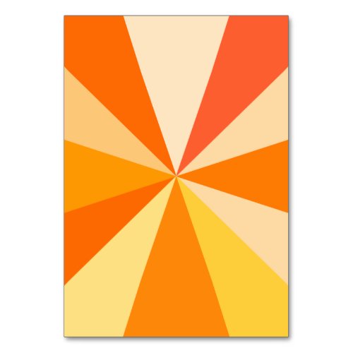 Pop Art Modern 60s Funky Geometric Rays in Orange Table Number