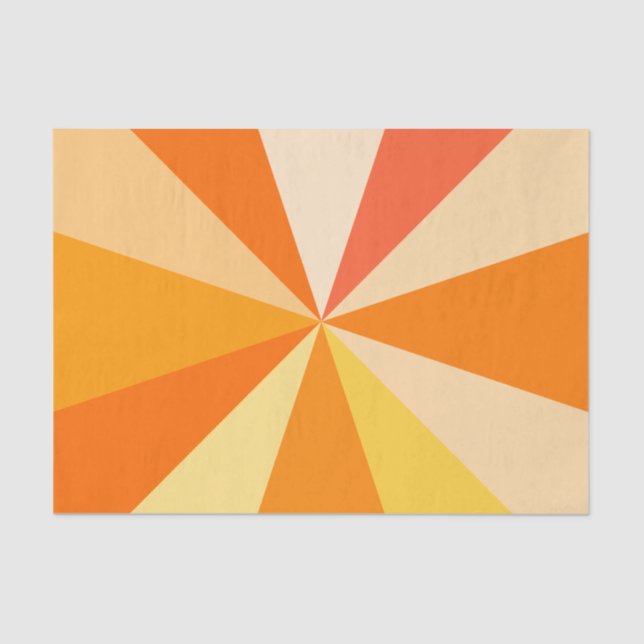 Pop Art Modern 60s Funky Geometric Rays in Orange Tissue Paper (Front)