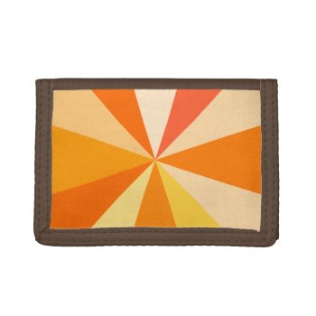 Pop Art Modern 60s Funky Geometric Rays In Orange Tri-fold Wallet by FancyCelebration at Zazzle