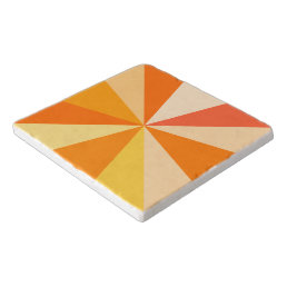 Pop Art Modern 60s Funky Geometric Rays in Orange Trivet