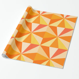 Pop Art Modern 60s Funky Geometric Rays in Orange Wrapping Paper