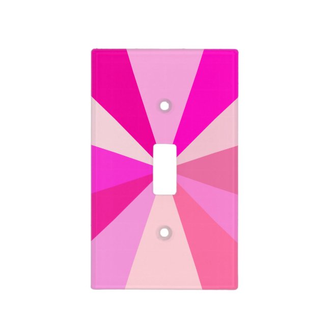 Pop Art Modern 60s Funky Geometric Rays in Pink Light Switch Cover (Front)