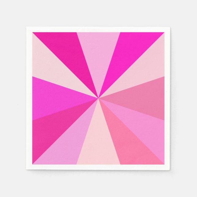 Pop Art Modern 60s Funky Geometric Rays in Pink Napkins (Front)