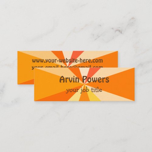 Pop Art Modern Funky 60s Geometric Rays in Orange Mini Business Card