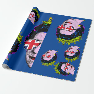 Pop art Modern HM Queen with Union Jack glasses Wrapping Paper