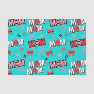 Pop Art MOM Love Pattern in Turquoise (5) Tissue Paper