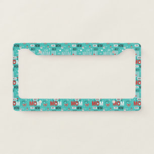 Pop Art MOM Love Pattern in Turquoise (7) License Plate Frame