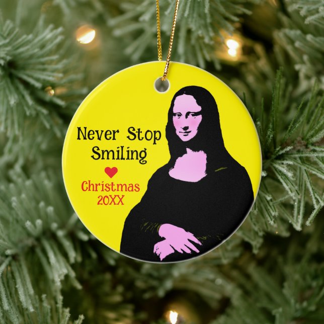 Pop Art Mona Lisa Art Lover  Ceramic Ornament (Tree)